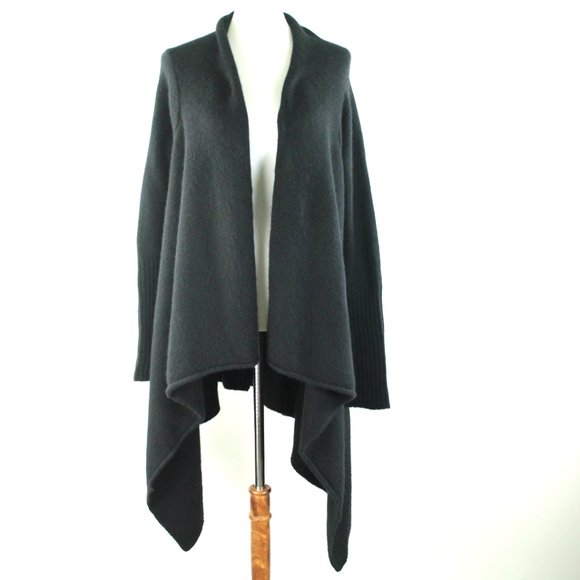 Zadig & Voltaire Deluxe Cambi Black Cashmere Asymmetrical Sweater Cardigan L - Picture 2 of 6